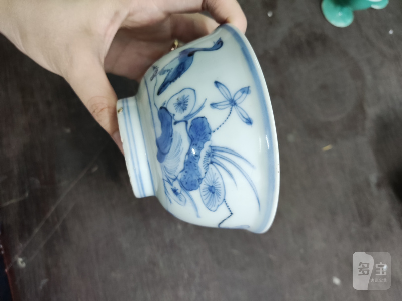 明 青花芦雁纹碗一对 - 图5